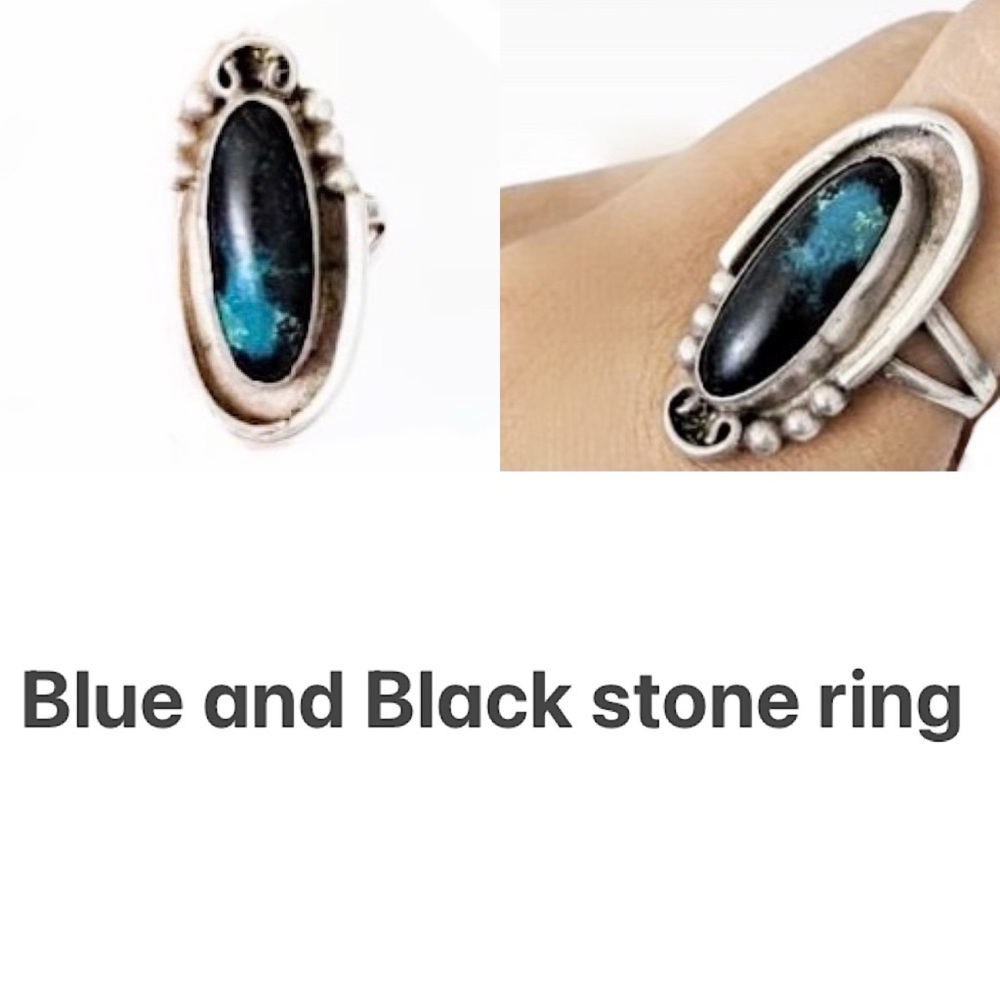 Blue and Black stone Ring